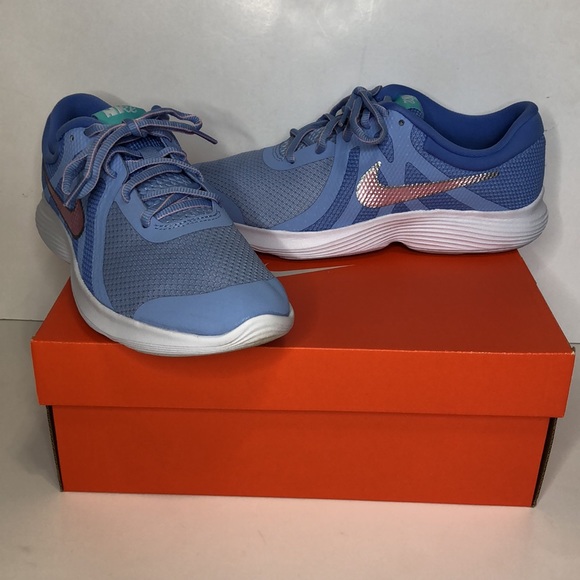 Nike Revolution 4 Royal Pulse Blue Pink Shoe - Picture 2 of 10